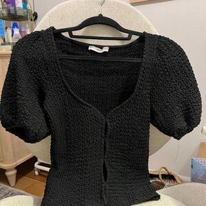 Mango Black Textured Blouse
